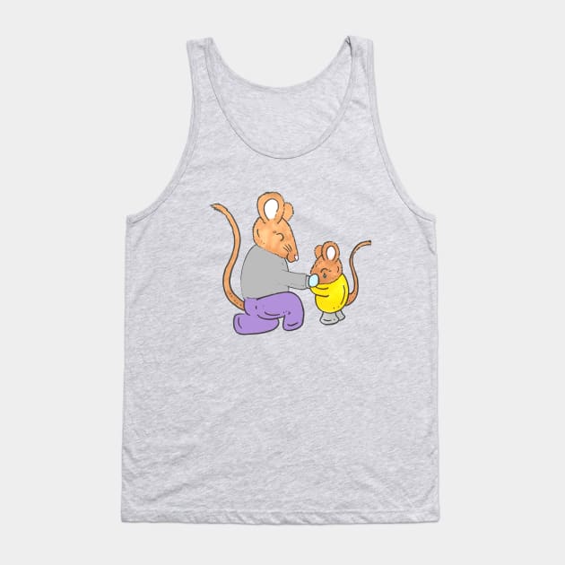 Dry Your Tears, Mouse and Baby Mouse Illustration Tank Top by Squeeb Creative